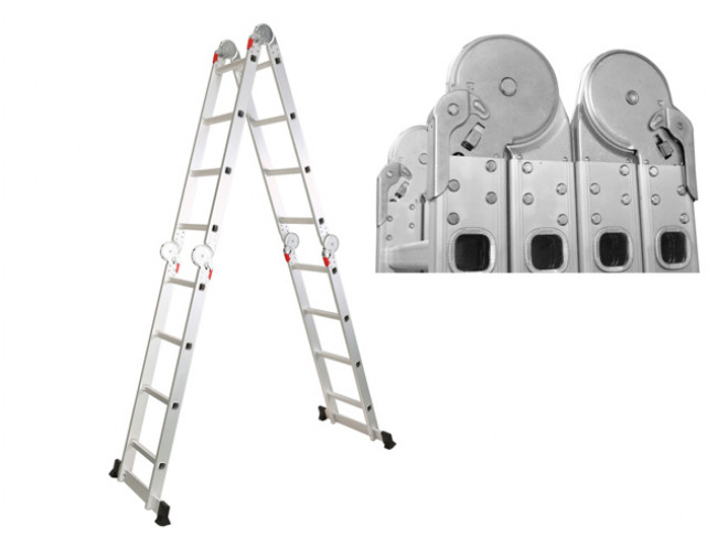 Лестница алюминиевая многофункциональная STARTUL 4х4 ступ. ST9732-04 (стрем.-228см, лестн.-460см)  (усиленное шарнирное соединение)