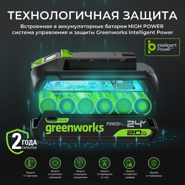 Аккумулятор Greenworks 24V 2Ач High Power G24HP2 (2957707) фото-3