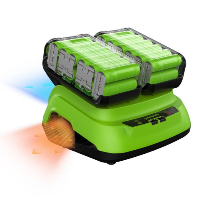 Ультрабыстрое двойное зарядное устройство Greenworks 24V G24X2C8 8A 2958807 - фото2