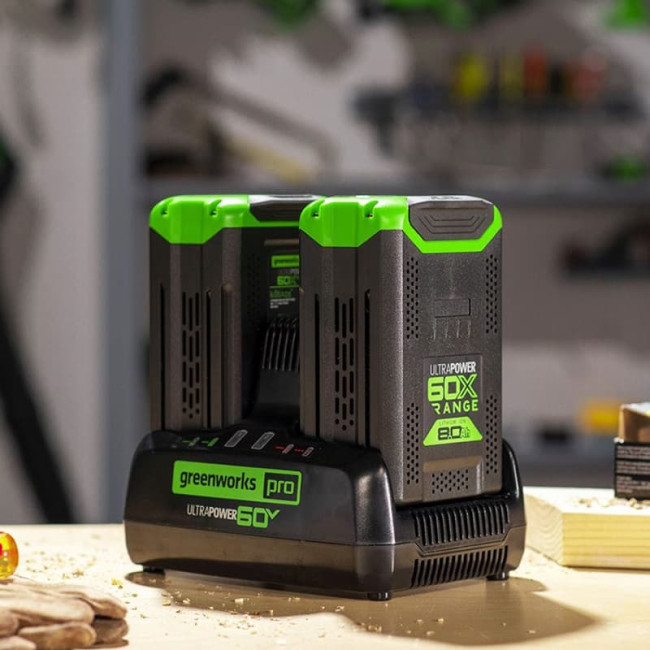 Быстрое зарядное устройство для двух аккумуляторов Greenworks 60V G60DC10 10А 2954407 фото-4