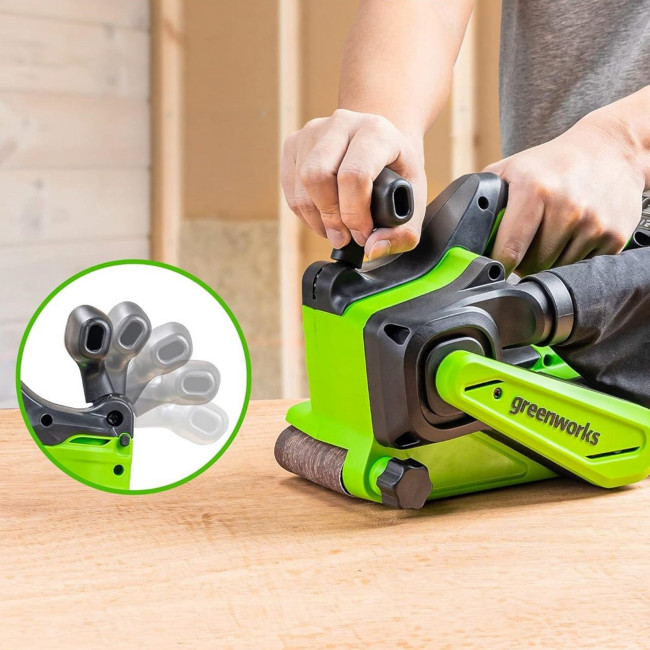 Ленточная шлифовальная машина аккумуляторная Greenworks 24V G24BS (1АКБх2Ач и ЗУ) 3100607CUA фото-4