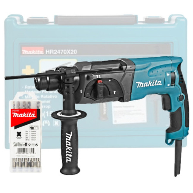 Перфоратор Makita HR 2470 X20 в чем. + набор буров D-00703 5 шт. - фото1 Перфоратор Makita HR 2470 X20 в чем. + набор буров D-00703 5 шт. - фото1