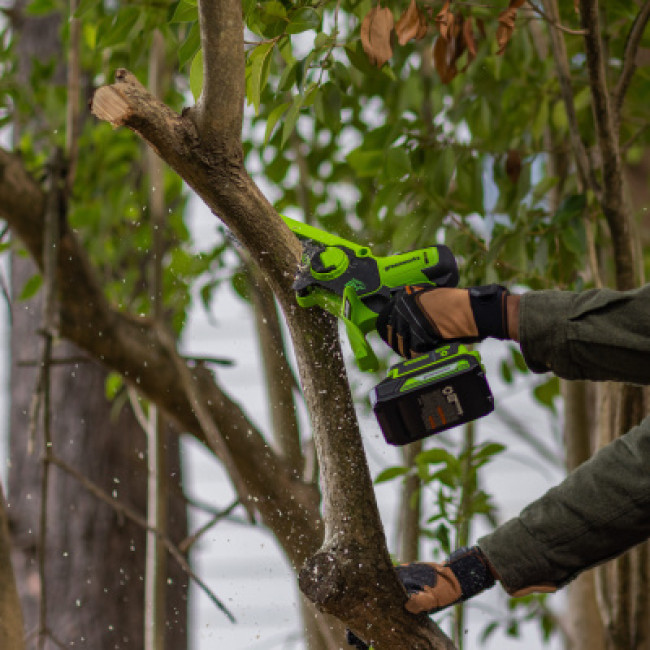 Цепная мини пила аккумуляторная Greenworks GD24CS15, 24V, 15см, бесщеточная, с автоматической смазкой цепи, без АКБ и ЗУ, 2010107 фото-5 Цепная мини пила аккумуляторная Greenworks GD24CS15, 24V, 15см, бесщеточная, с автоматической смазкой цепи, без АКБ и ЗУ, 2010107 фото-5