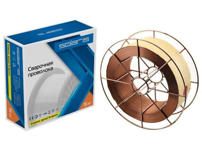 Проволока сварочная омедненная ER 70S-6 ф1,0мм (катушка BS300 15 кг) SOLARIS (аналог СВ08Г2С) Проволока сварочная омедненная ER 70S-6 ф1,0мм (катушка BS300 15 кг) SOLARIS (аналог СВ08Г2С)