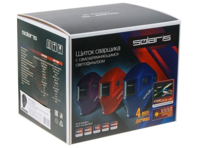 Щиток сварщика с самозатемняющимся светофильтром Solaris ASF650Х (синий металлик) фото-5 Щиток сварщика с самозатемняющимся светофильтром Solaris ASF650Х (синий металлик) фото-5