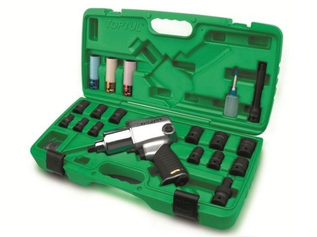 Пневмогайковерт TOPTUL 1/2" 949Nm с набором головок 27предметов в чем. (GDAI2703) Пневмогайковерт TOPTUL 1/2" 949Nm с набором головок 27предметов в чем. (GDAI2703)