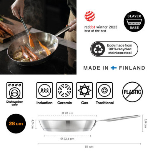 Сковорода Fiskars All Steel Pure 28 см (1065628) фото-2 Сковорода Fiskars All Steel Pure 28 см (1065628) фото-2