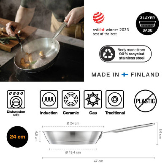 Сковорода Fiskars All Steel Pure 24 см (1065627) - фото2 Сковорода Fiskars All Steel Pure 24 см (1065627) - фото2