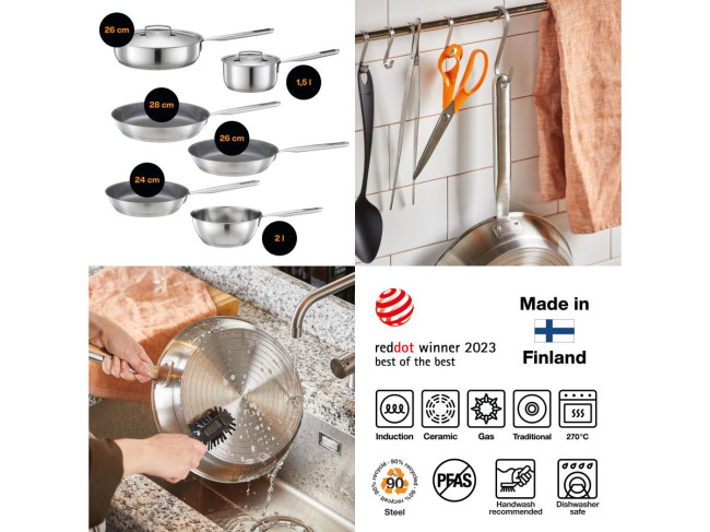 Сотейник Fiskars All Steel 26 см 1064746 фото-3 Сотейник Fiskars All Steel 26 см 1064746 фото-3