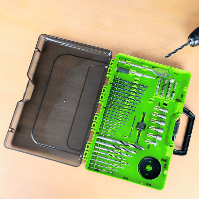 Набор сверл, бит и коронок Greenworks в кейсе, 60 предметов фото-3 Набор сверл, бит и коронок Greenworks в кейсе, 60 предметов фото-3