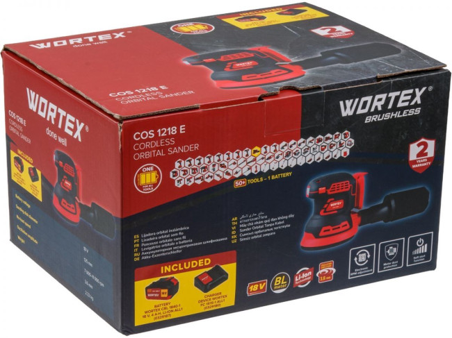 Аккум. эксцентриковая шлифмашина WORTEX COS 1218 E ALL1 XLT c акб и з/у фото-5