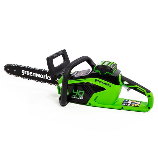 Цепная пила аккумуляторная Greenworks 40V GD40CS15 (4 Ач АКБ и ЗУ) 35см фото-6 Цепная пила аккумуляторная Greenworks 40V GD40CS15 (4 Ач АКБ и ЗУ) 35см фото-6
