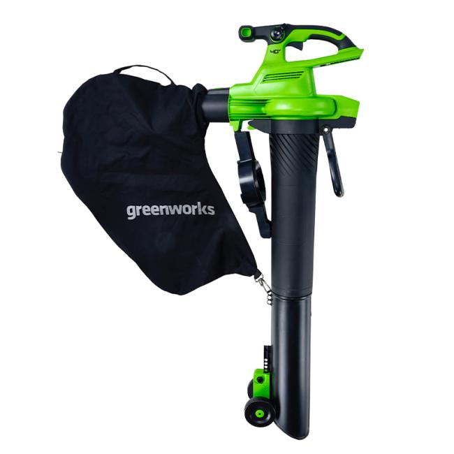 Воздуходув-пылесос садовый аккумуляторный Greenworks 40V GD40BVIIK4 (1хАКБ 4Ач и ЗУ) - фото2