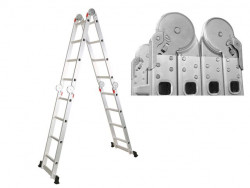 Лестница алюминиевая многофункциональная STARTUL 4х6 ступ. ST9732-06 (стрем.-330см, лестн.-680см)  (усиленное шарнирное соединение) - фото