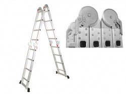 Лестница алюминиевая многофункциональная STARTUL 4х5 ступ. ST9732-05 (стрем.-280см, лестн.-570см)  (усиленное шарнирное соединение) - фото
