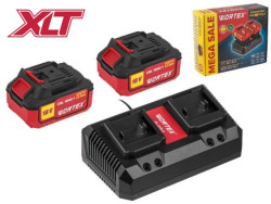 Набор аккумулятор 2х4 А*ч и зарядное устройство 2х2 А WORTEX ALL1 XLT в кор. SET - фото