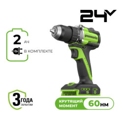 Дрель-шуруповерт аккумуляторная Greenworks DD560, 1*2 Ач АКБ и ЗУ (3708407CUA) - фото