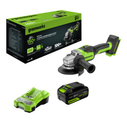 Угловая шлифовальная машина аккумуляторная Greenworks 24V GD24AG (1АКБx4Ач и ЗУ) 3200207CUB - фото2
