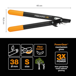Сучкорез плоскостной L70 FISKARS PowerGear с загнутыми лезвиями малый 1002104 - фото2